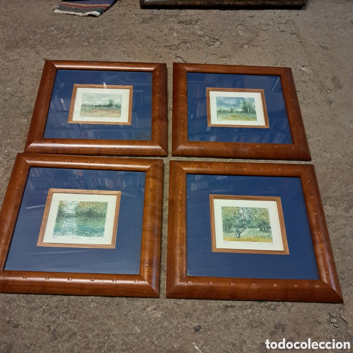 Otros objetos de arte: 4 grabados enmarcado en madera noble del pintor ltuano ranc&eacute;s Vytautas Kasiulis