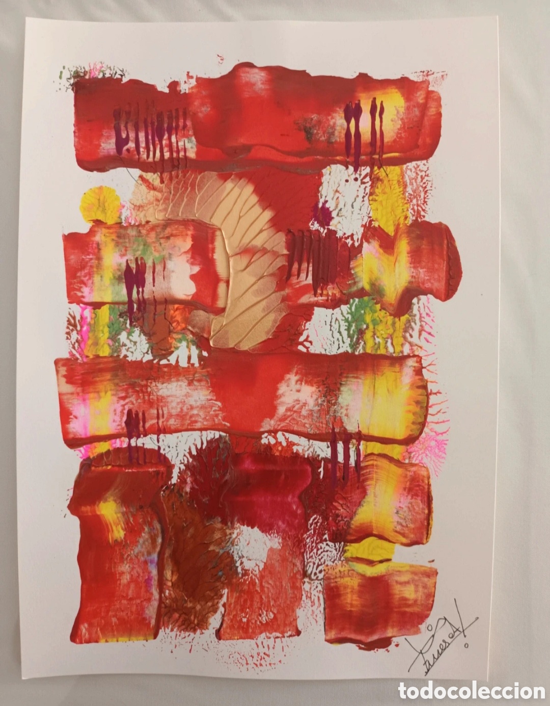 Otros objetos de arte: Pintura acr&iacute;lico abstracto 21x29 cm (hecho a mano]