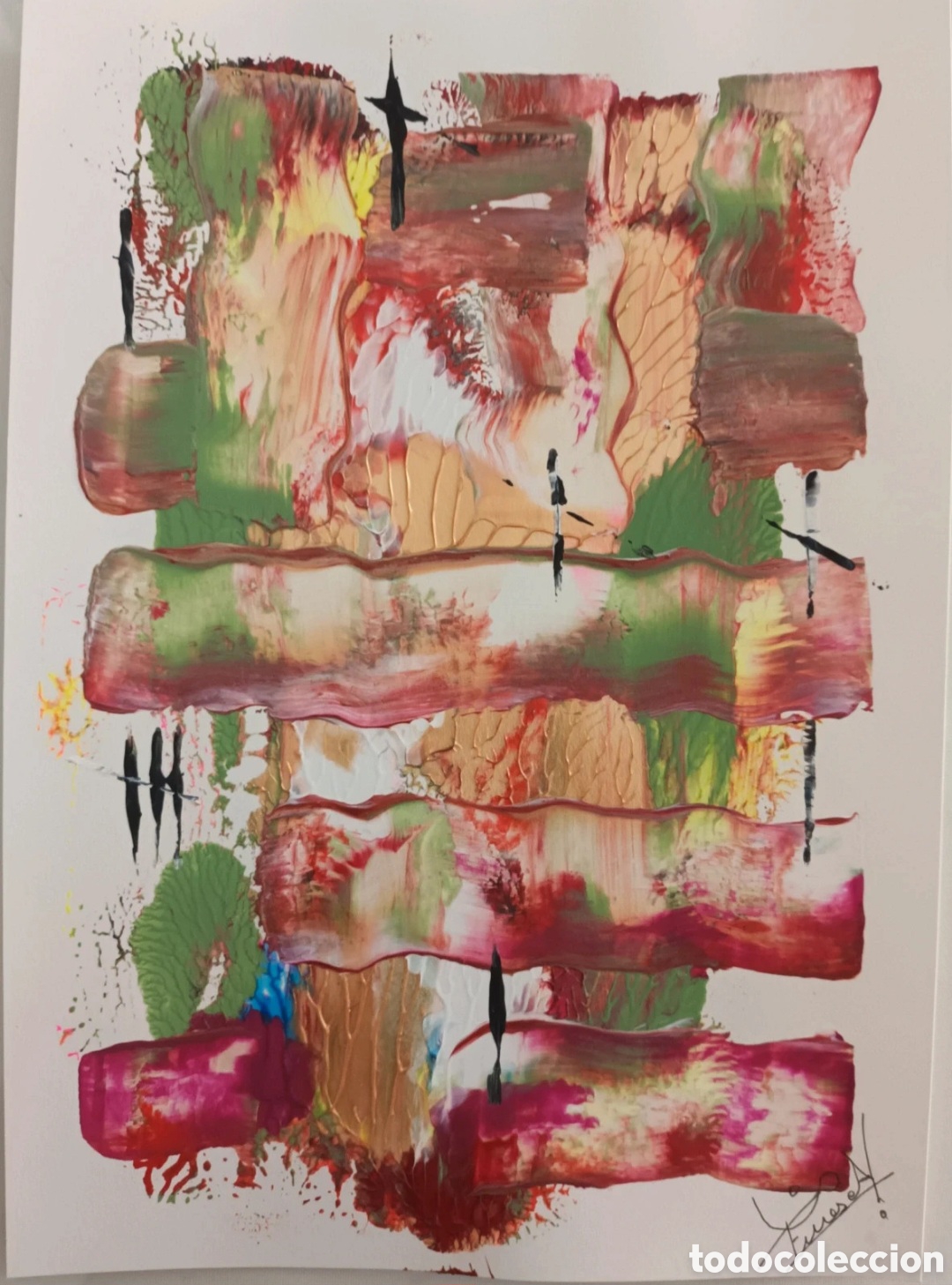 Otros objetos de arte: Pintura acr&iacute;lico abstracto 21x29 cm (hecho a mano]