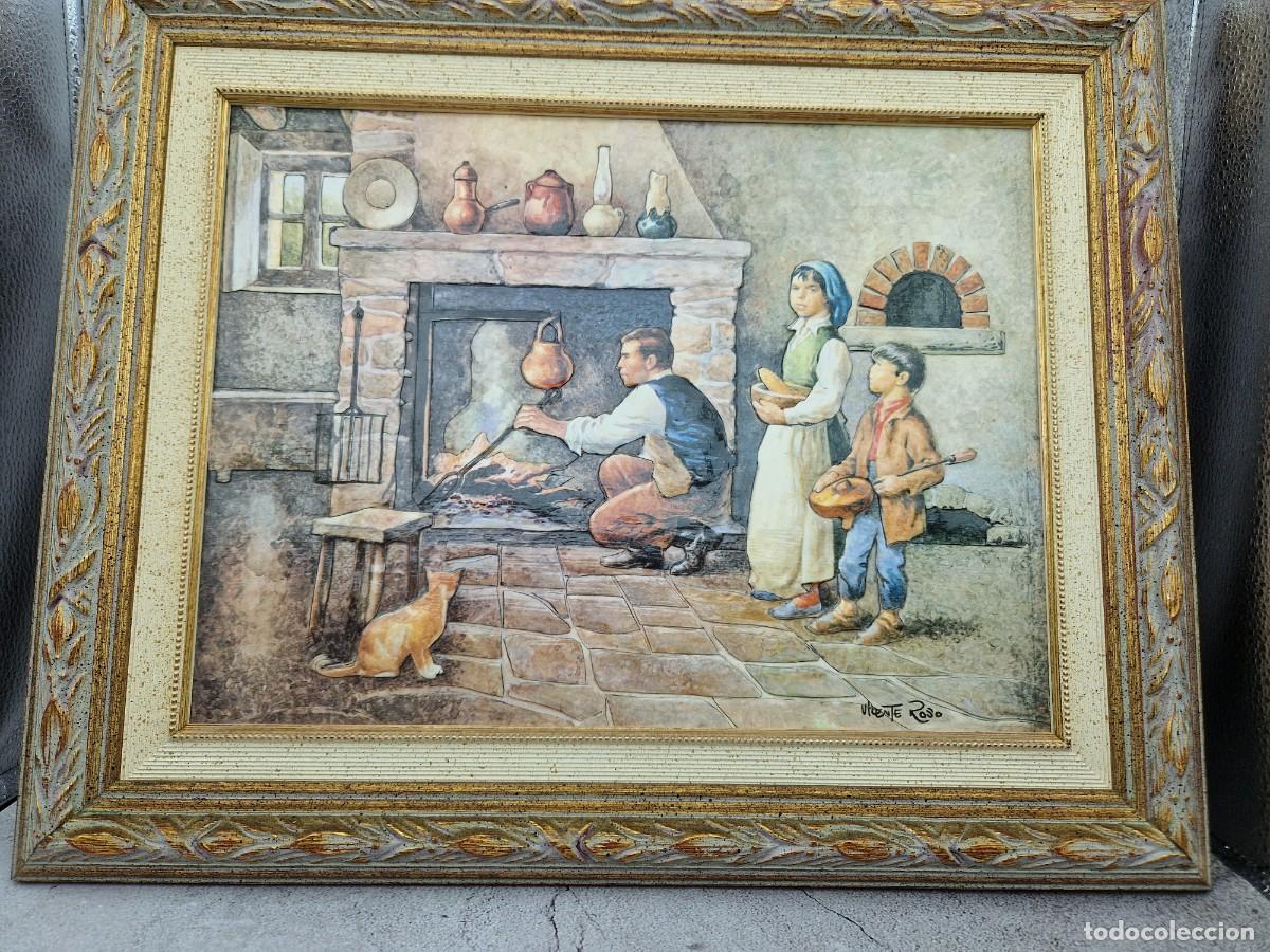 Otros objetos de arte: Pintura en relieve de VICENTE ROSO, de los a&ntilde;os 60-70, con marco de madera. Espa&ntilde;a