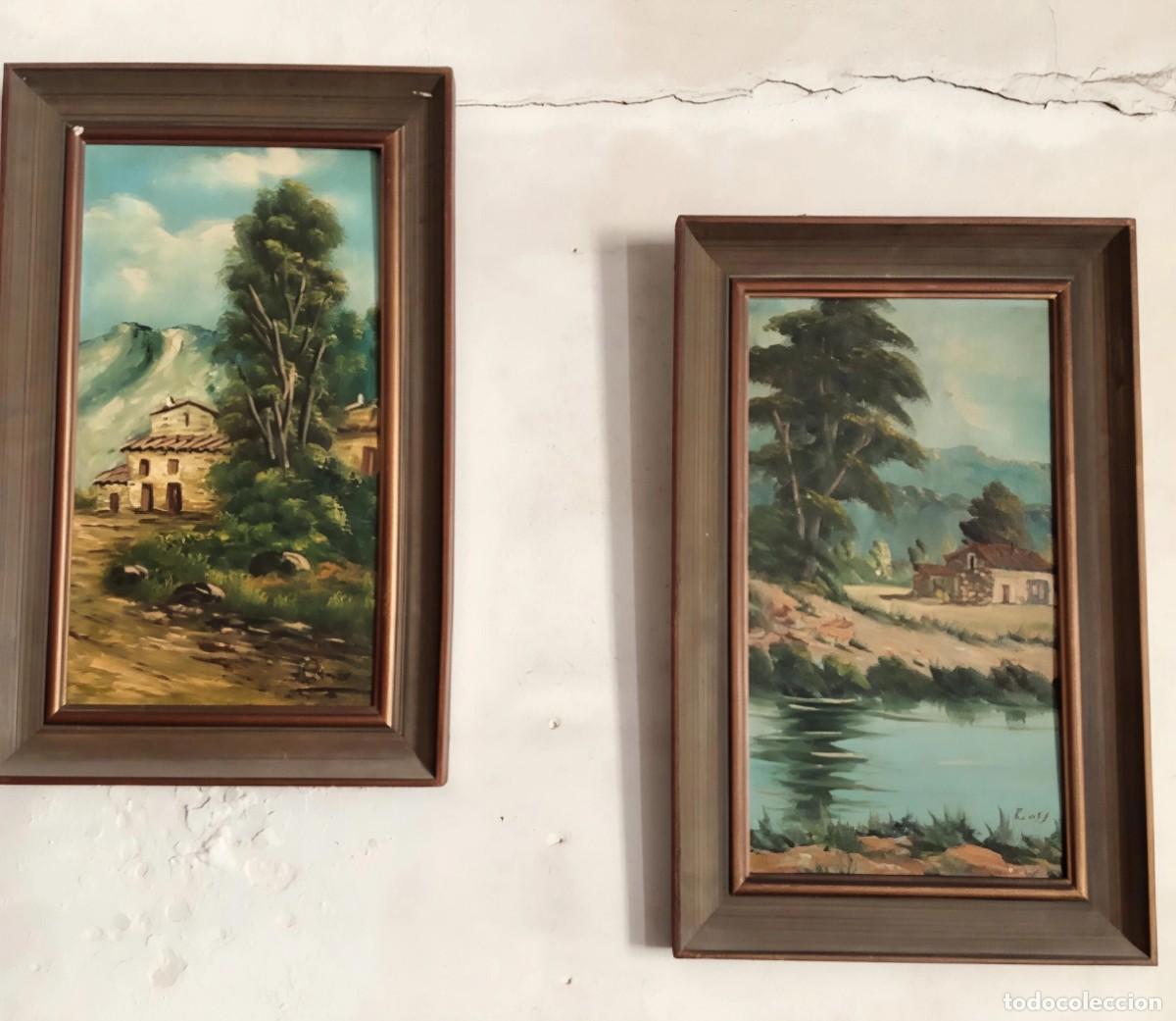 Otros objetos de arte: 2 Cuadros decorativos con escenas de paisaje