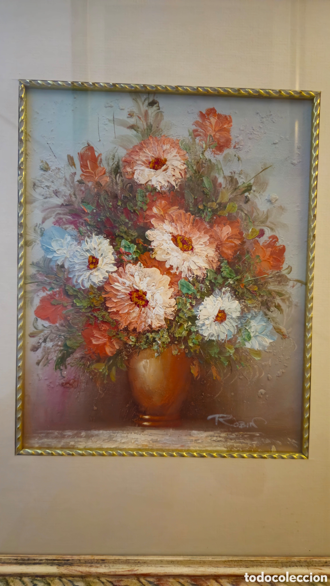 Otros objetos de arte: Bodeg&oacute;n floral al &oacute;leo