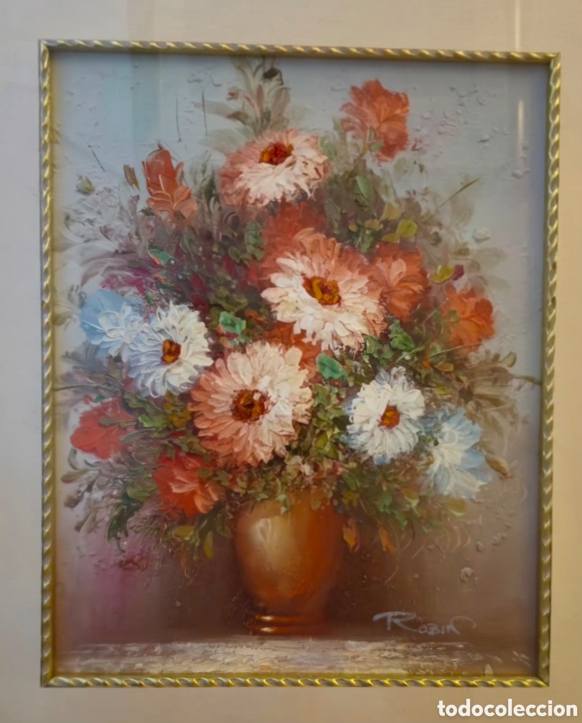 Otros objetos de arte: Bodeg&oacute;n floral al &oacute;leo