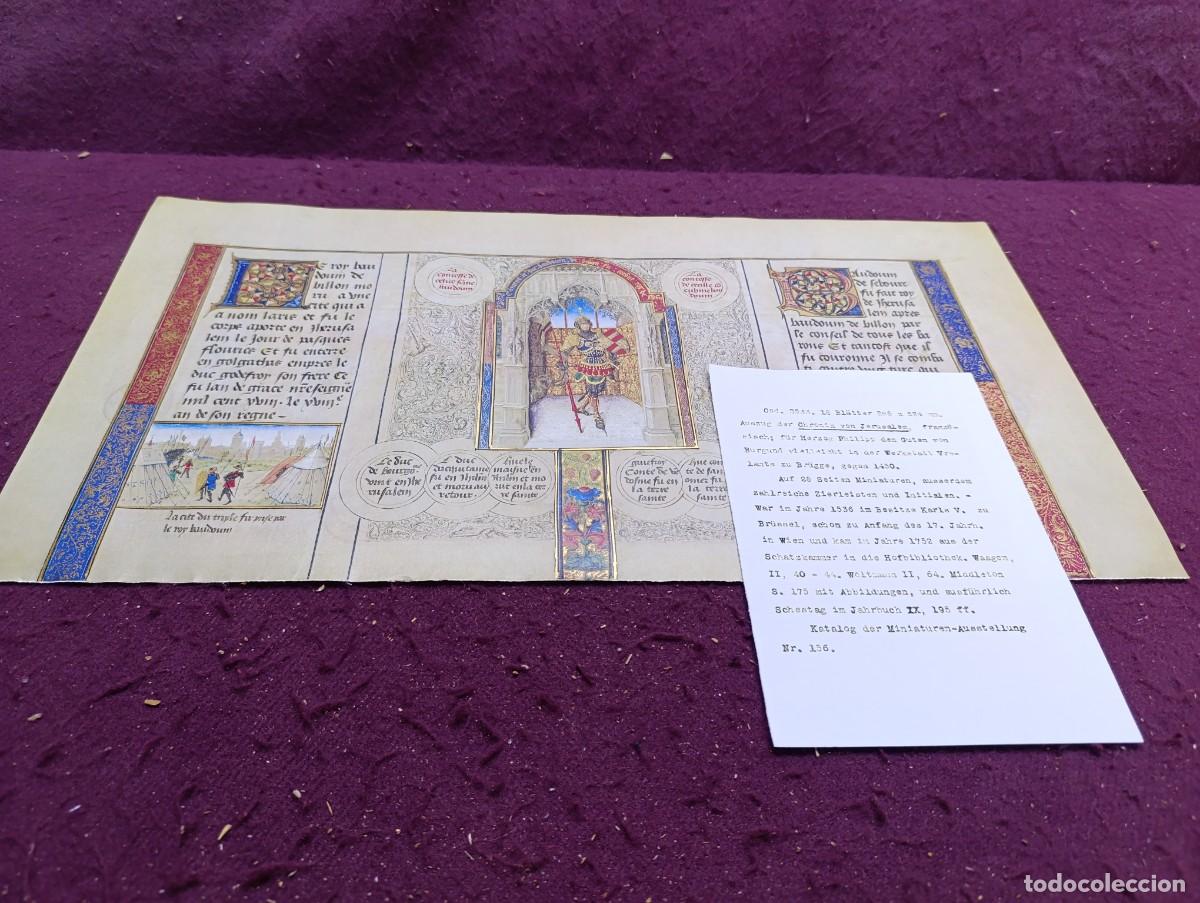 Andere Kunstgegenst&auml;nde: Hoja del C&oacute;dice &rdquo;Cr&oacute;nicas de las Cruzadas de Jerusal&eacute;n&rdquo; de 1450, facs&iacute;mil