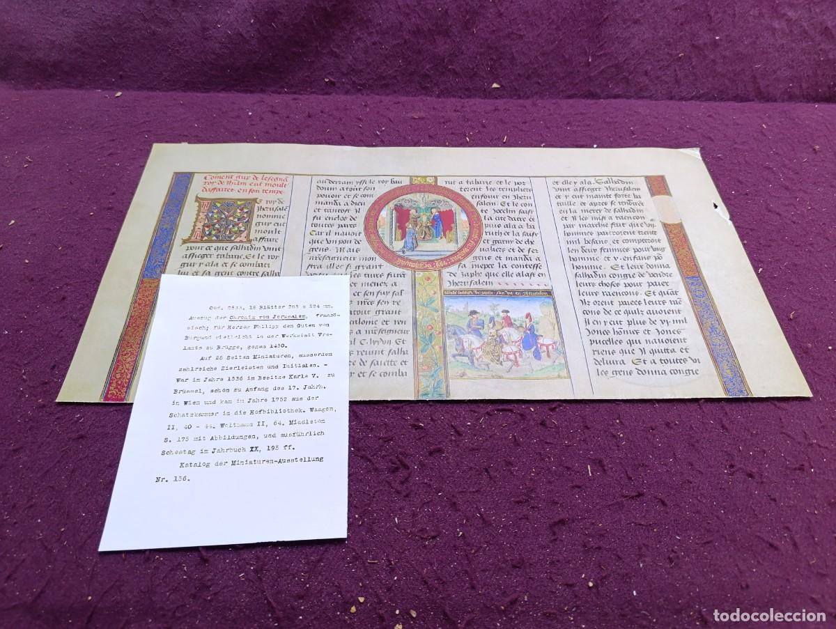 Andere Kunstgegenst&auml;nde: Hoja del C&oacute;dice &rdquo;Cr&oacute;nicas de las Cruzadas de Jerusal&eacute;n&rdquo; de 1450, facs&iacute;mil