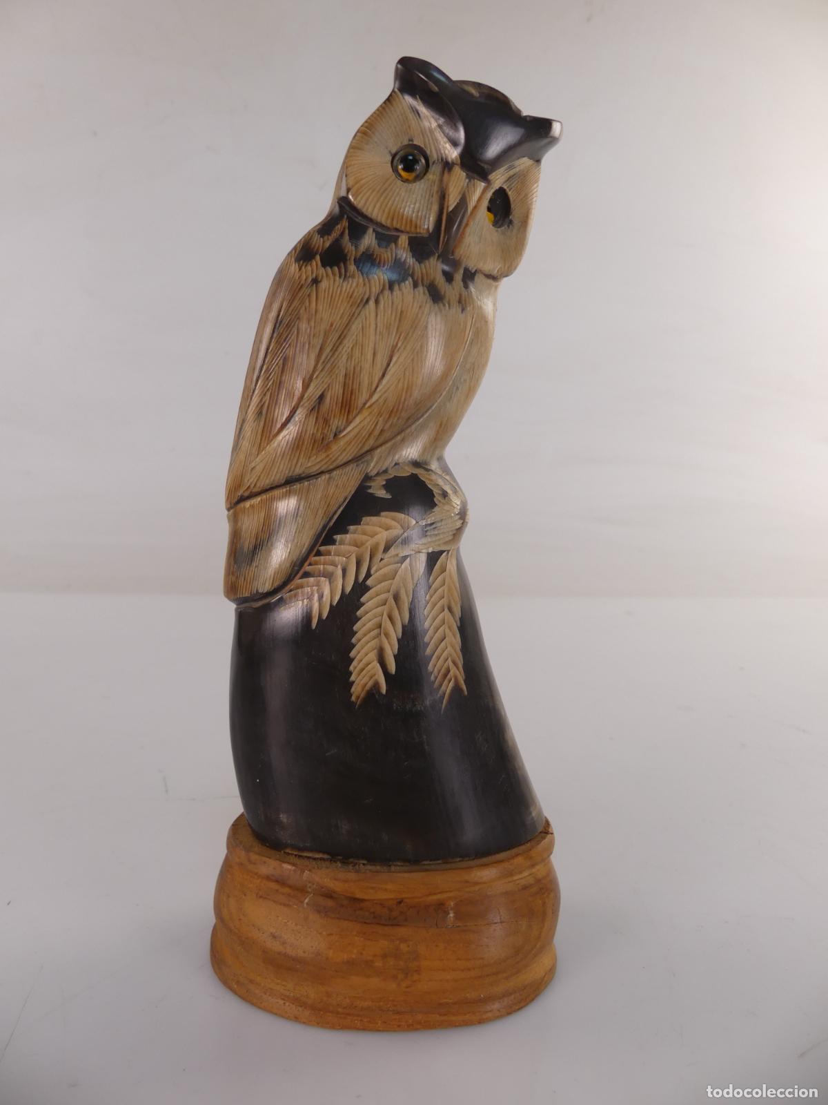 Andere Kunstgegenst&auml;nde: FIGURA ESCULTURA DE BUHO TALLADO DE ASTA
