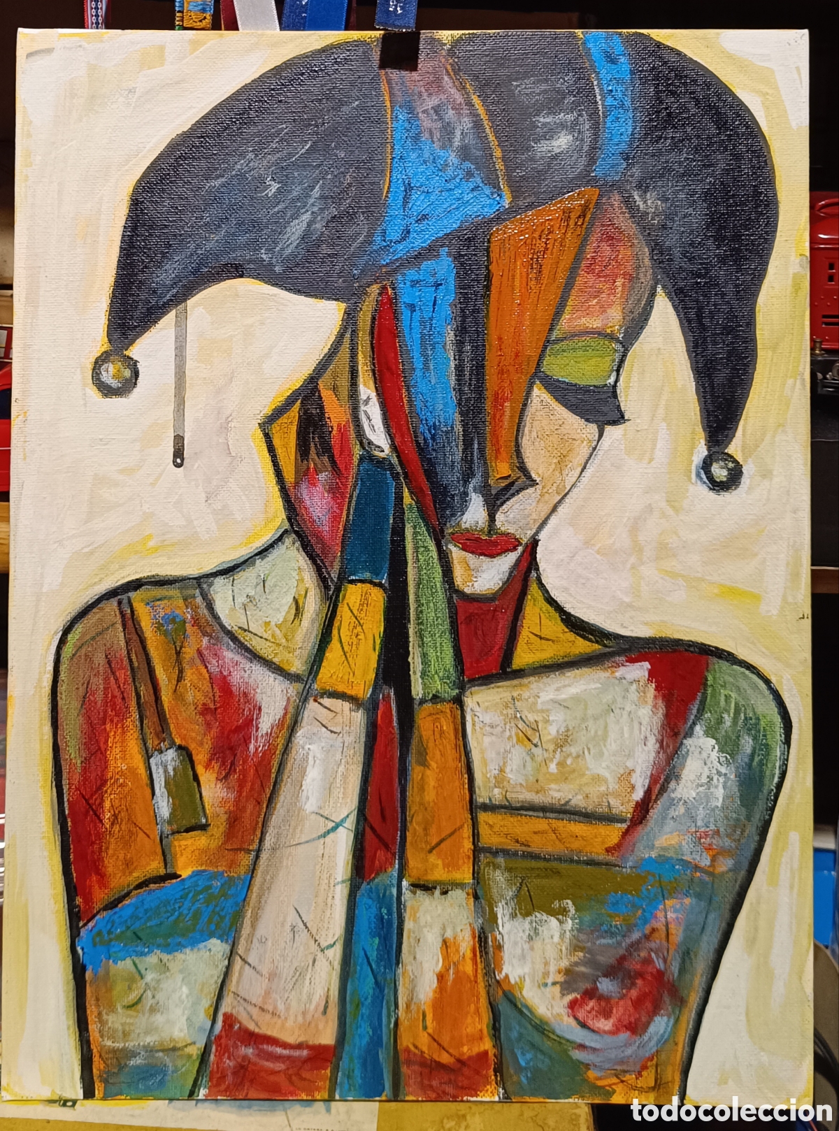 Otros objetos de arte: Arlequ&iacute;n obra de arte original acr&iacute;lico