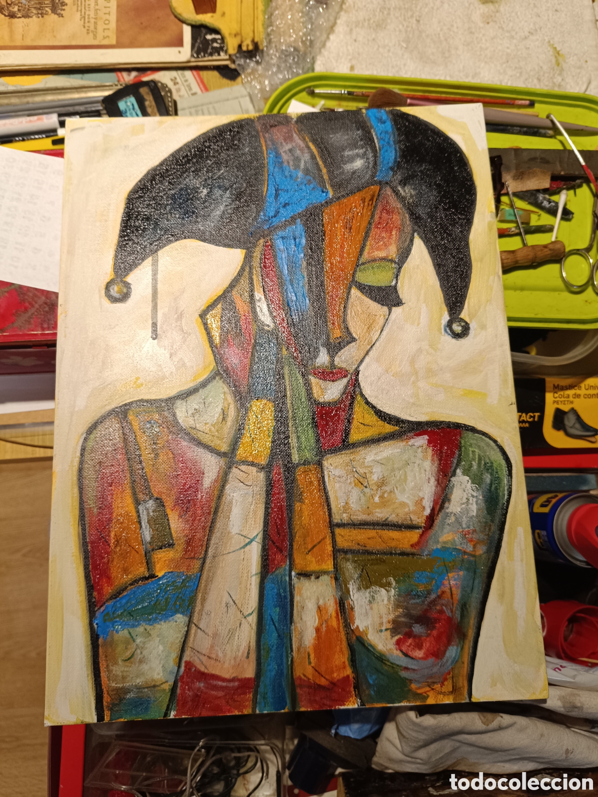 Otros objetos de arte: Arlequ&iacute;n obra de arte original acr&iacute;lico