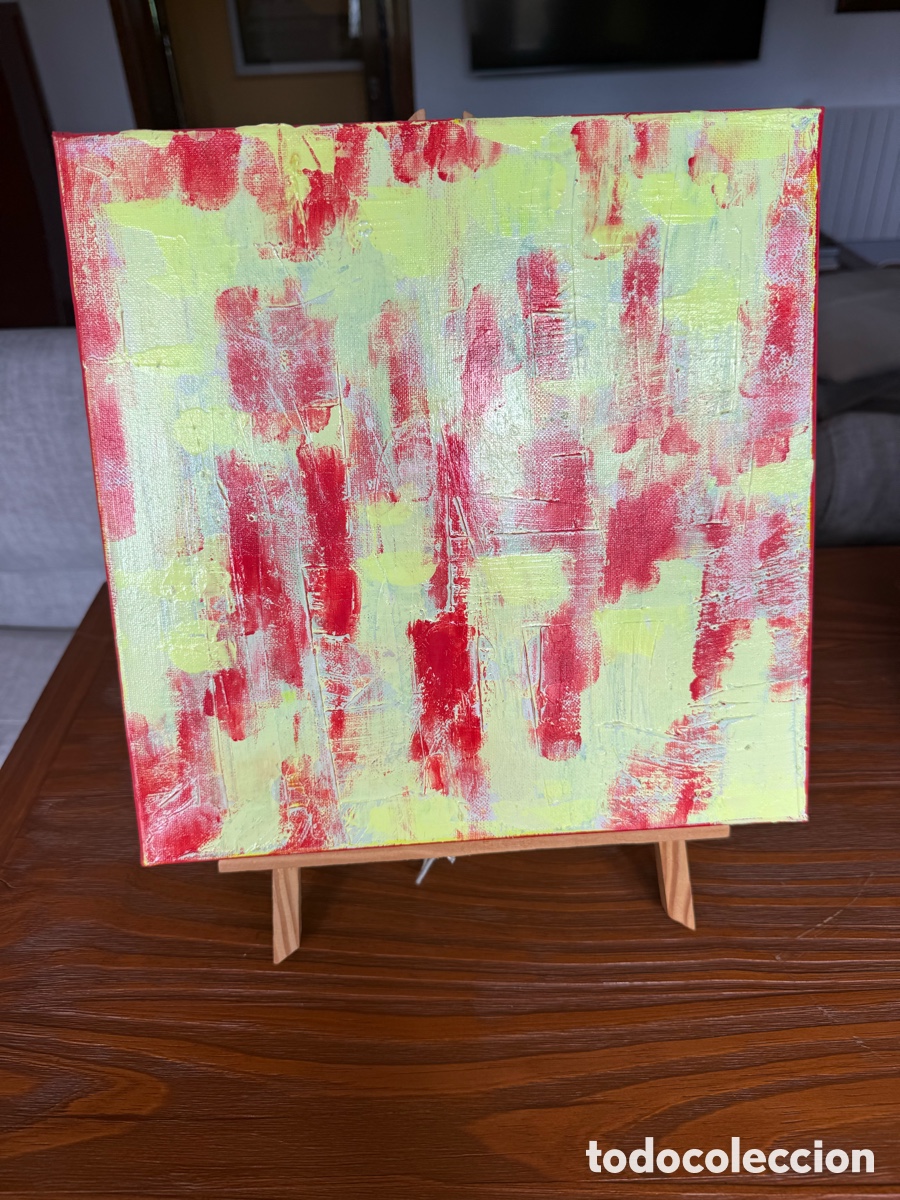 Otros objetos de arte: Cuadro Original 30x30 Abstracto Rojo y Amarillo - Firmado Marl&ograve; - Artista Cordobesa