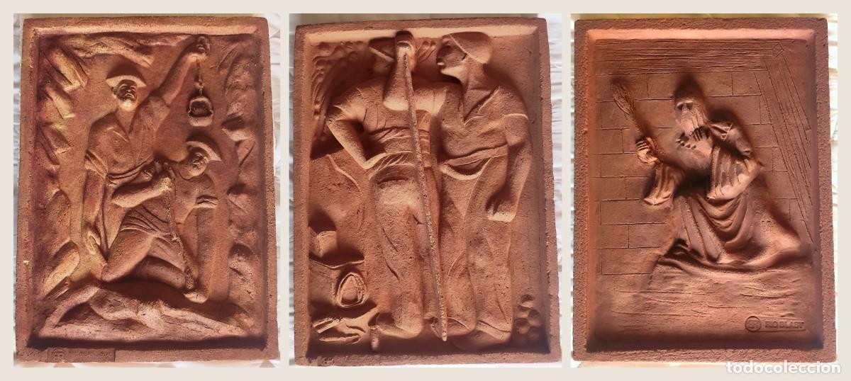 Andere Kunstgegenst&auml;nde: TR&Iacute;PTICO &Uacute;NICO - Colecci&oacute;n Completa de 3 Relieves Terracota Miner&iacute;a + Carta Hist&oacute;rica - RIOBLAST UEE