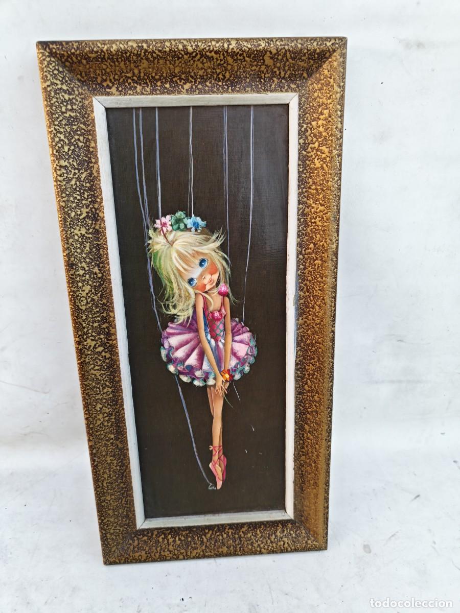 Andere Kunstgegenst&auml;nde: Antiguo cuadro de bailarina marioneta a&ntilde;os 60