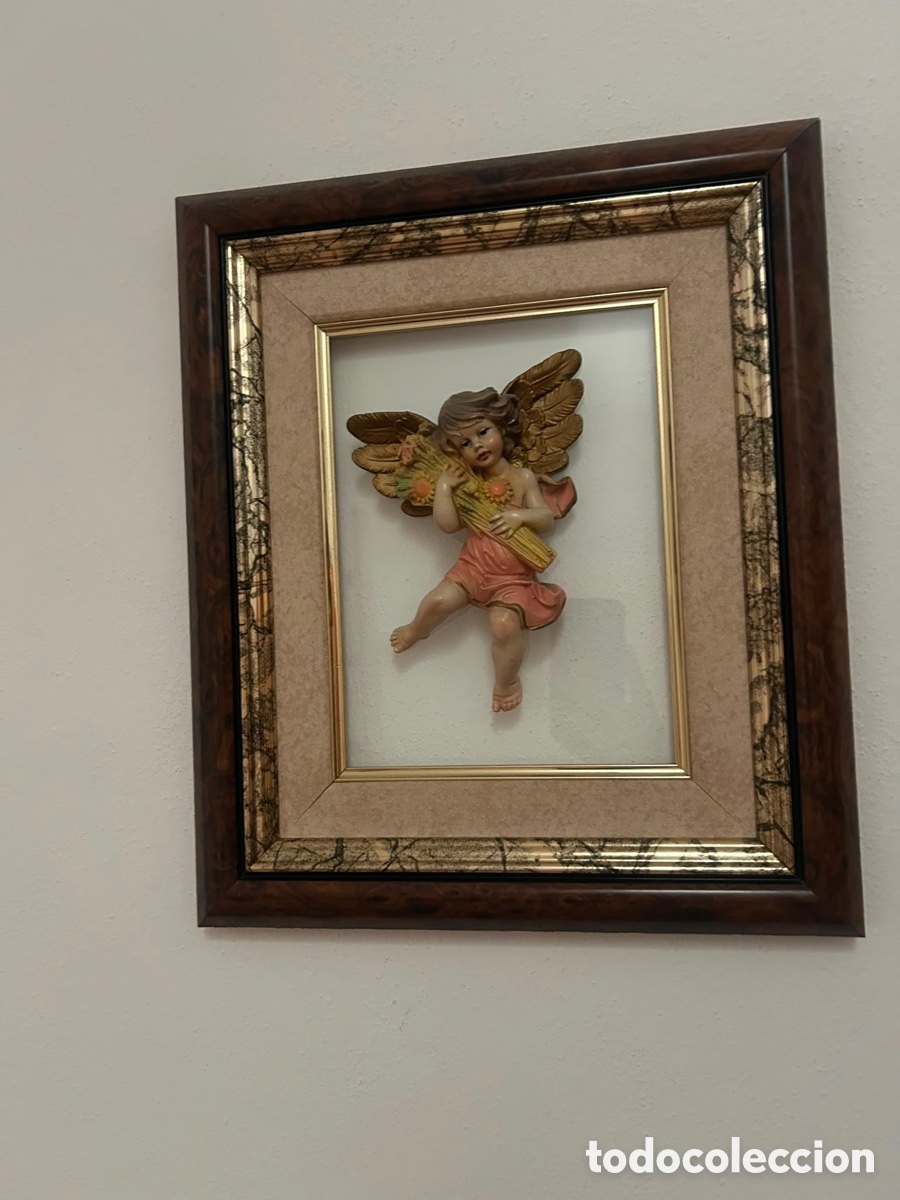 Otros objetos de arte: Lote Pareja de cuadros 3D con &aacute;ngeles vintage de colecci&oacute;n - E. Simonetti (Fontanini)