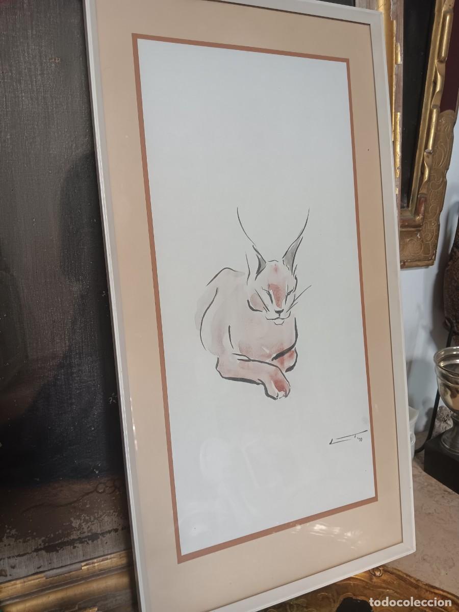 Otros objetos de arte: boceto minimalista de estilo moderno que representa a un caracal, un felino salvaje f&aacute;cilmente recon