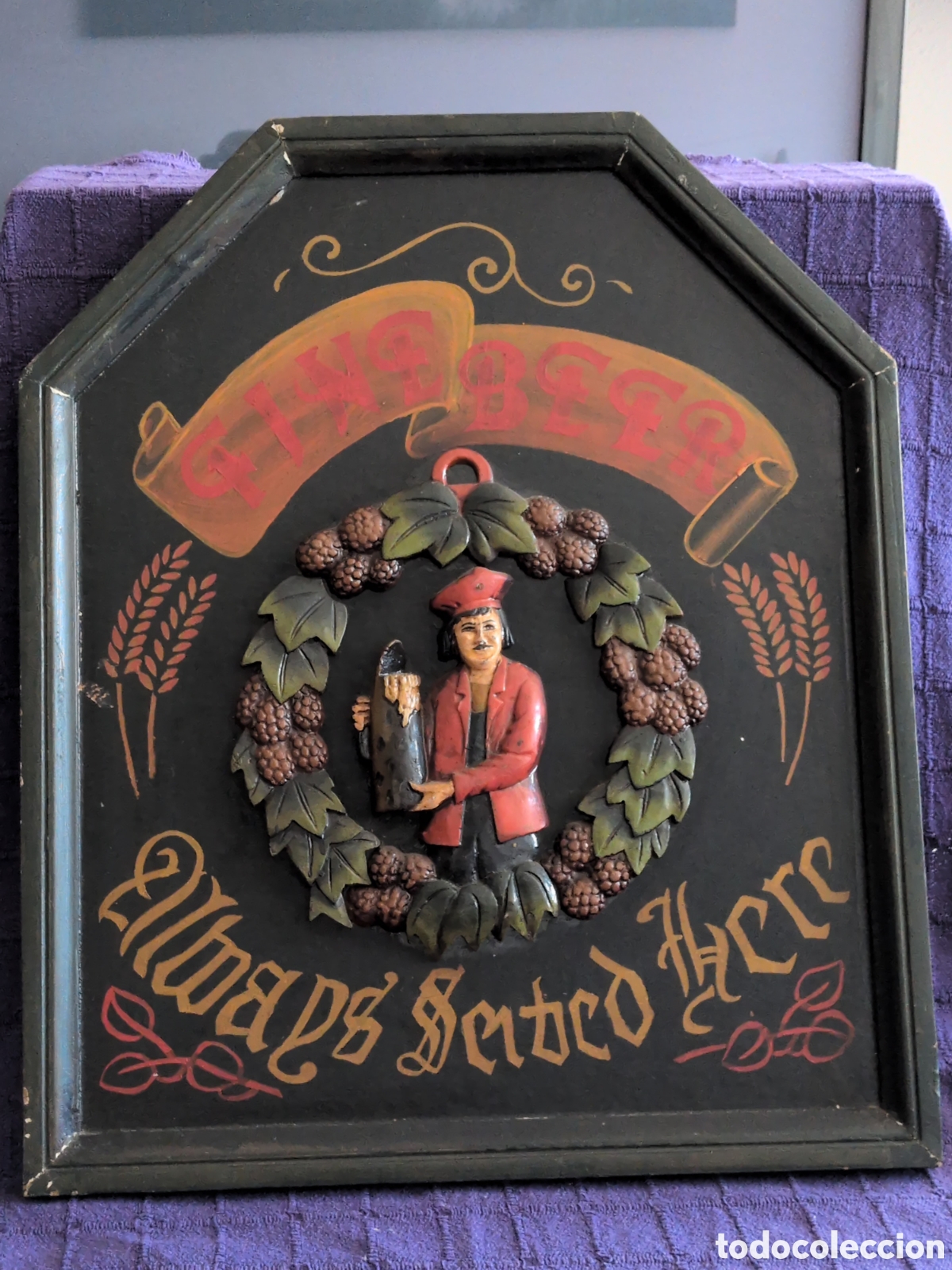 Andere Kunstgegenst&auml;nde: Cartel estilo rustico Vintage Pub de Madera &ndash; &rdquo;Always Served Here&rdquo;. Mide 60 x 50 cm.