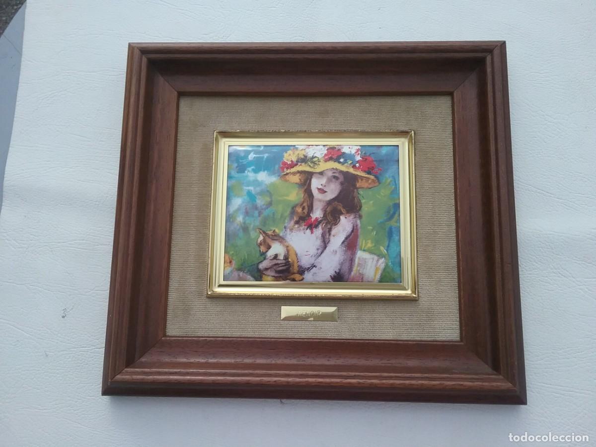 Otros objetos de arte: CUADRO ESMALTADO RENOIR MARCO DE MADERA