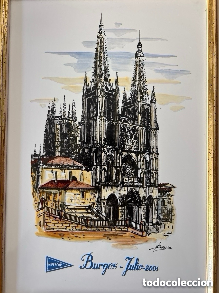 Otros objetos de arte: Antiguo azulejo enmarcado Catedral de Burgos (A17)