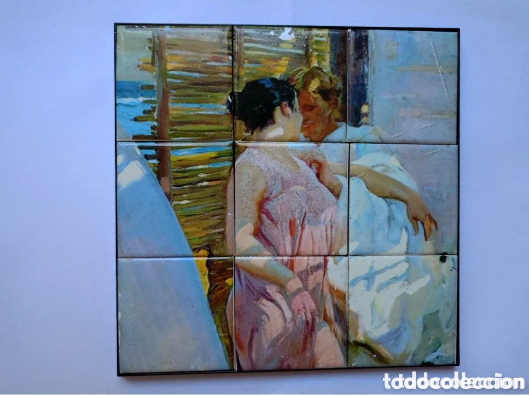 Otros objetos de arte: Cuadro porcelana Joaqu&iacute;n Sorolla la bata rosa 15,50cmx15,50cm