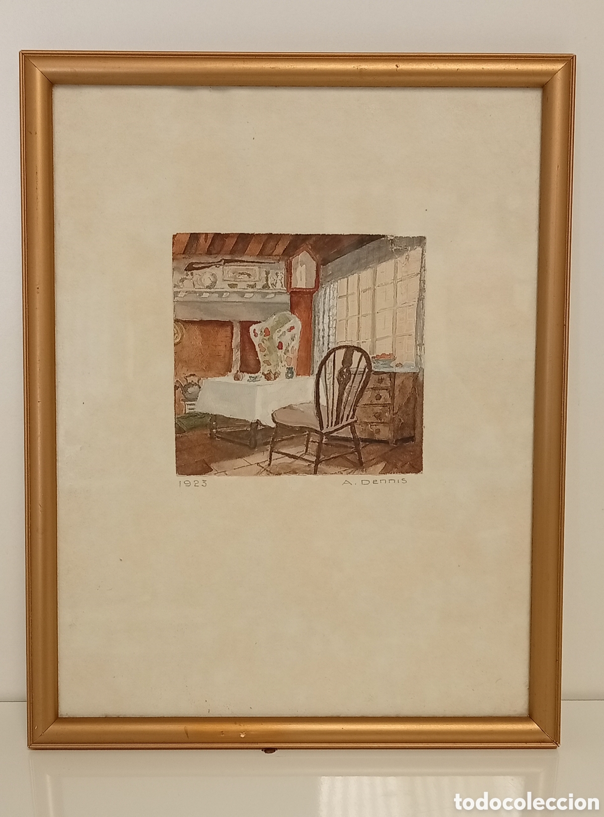 Otros objetos de arte: CUADRO ENMARCADO CON GRABADO FIRMADO POR A.DENNIS