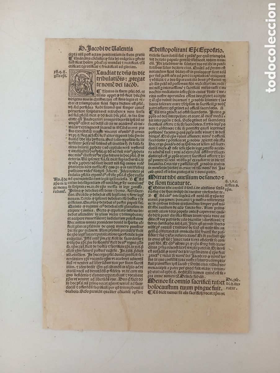 Otros objetos de arte: Hoja de un libro post incunable 1517 con peque&ntilde;a letra capitular a doble cara