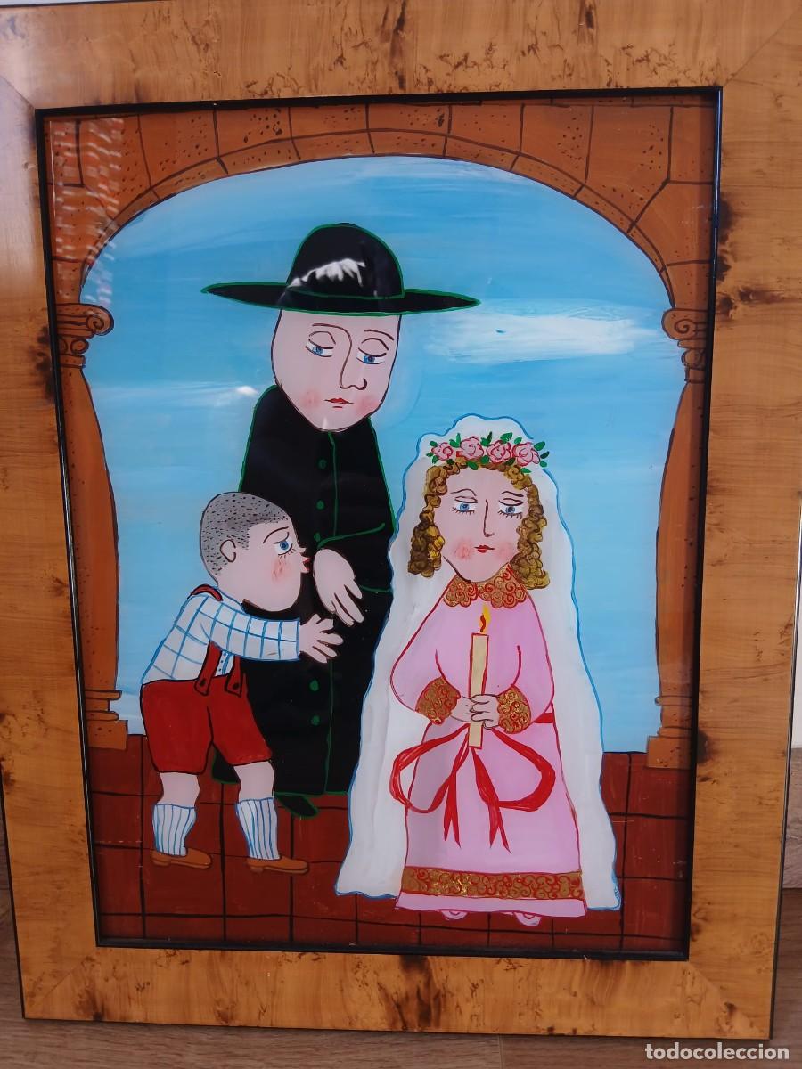 Otros objetos de arte: 2 Pinturas sobre Cristal La Primera Comuni&oacute;n y la Novia