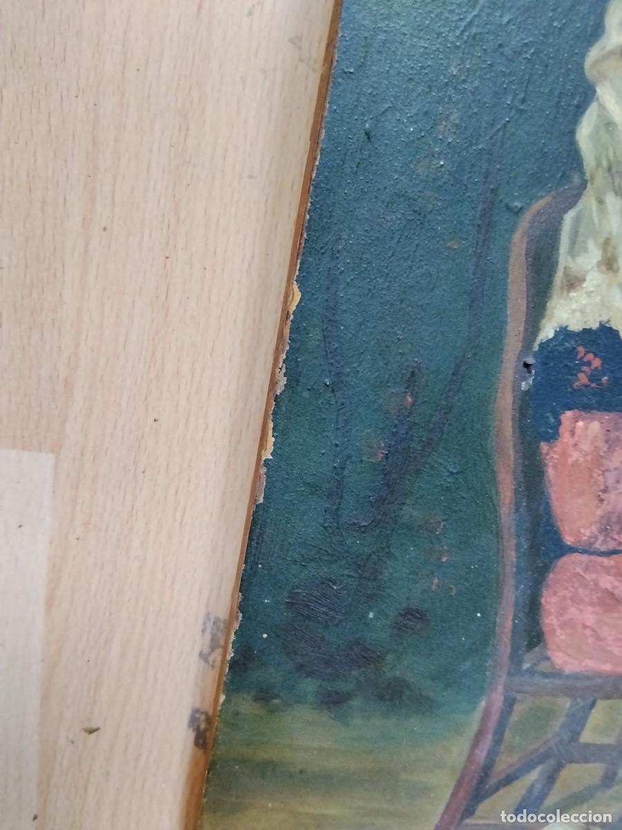Otros objetos de arte: MUJER SENTADA CUADRO PINTADO EN MADERA 50X30 - Foto 2