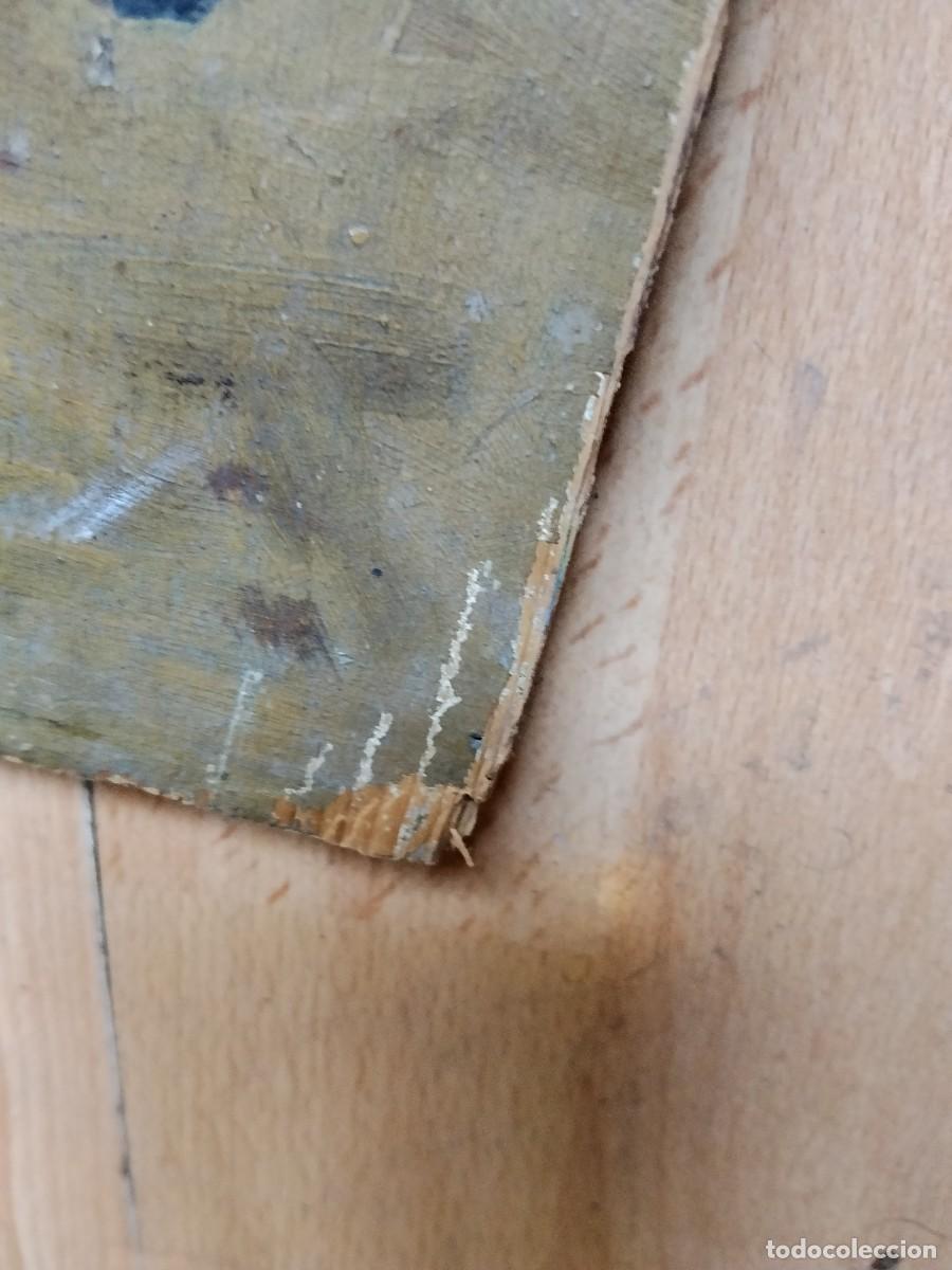 Otros objetos de arte: MUJER SENTADA CUADRO PINTADO EN MADERA 50X30 - Foto 3