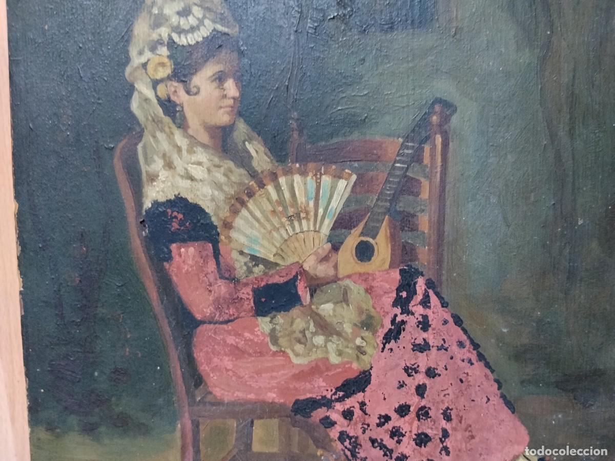 Otros objetos de arte: MUJER SENTADA CUADRO PINTADO EN MADERA 50X30 - Foto 5