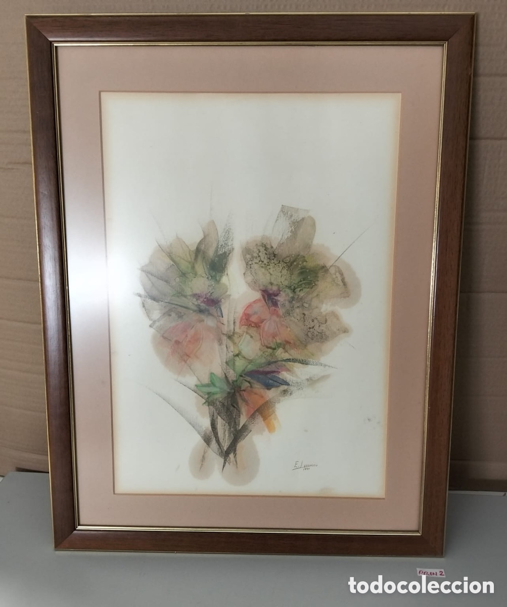 Otros objetos de arte: Cuadro composici&oacute;n bot&aacute;nica/floral de estilo expresionista y atmosf&eacute;rico