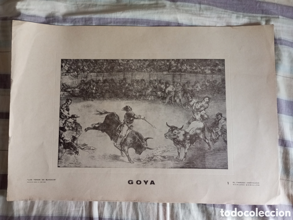 Otros objetos de arte: 4 reproducci&oacute;nes los toros de Burdeos de Goya de Antonio de Horna miden 50x33 cms