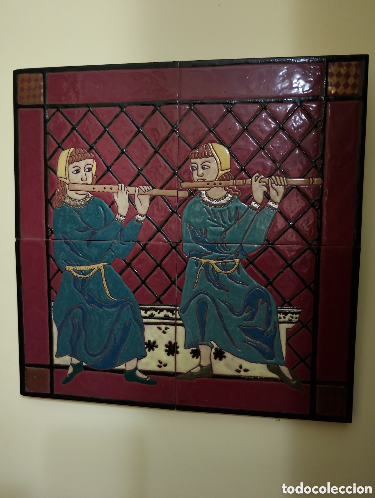 Otros objetos de arte: cuadro azulejos cer&aacute;mica vidriada