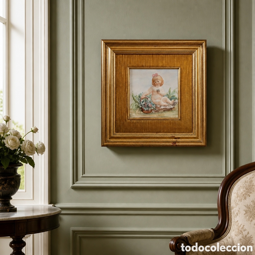 Otros objetos de arte: Marco, Placa italiana vintage Lavorazioni Capadimonte porcelana...