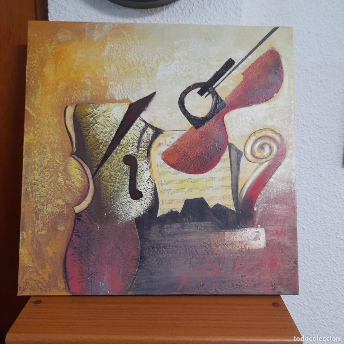 Otros objetos de arte: CUADRO INSTRUMENTO MUSICAL SOBRE LIENZO 50 X 50 CM