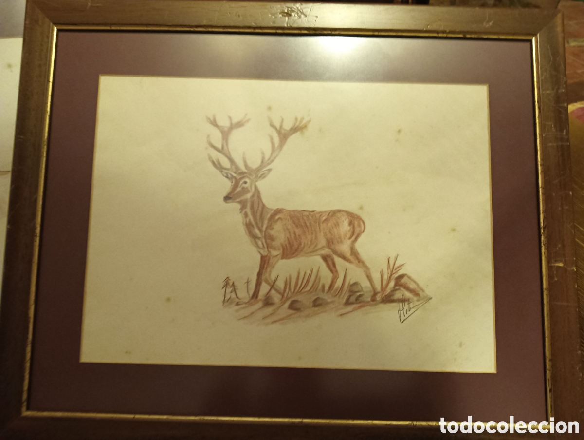Otros objetos de arte: Tres cuadros decorativos sobre caza jabal&iacute; ciervo