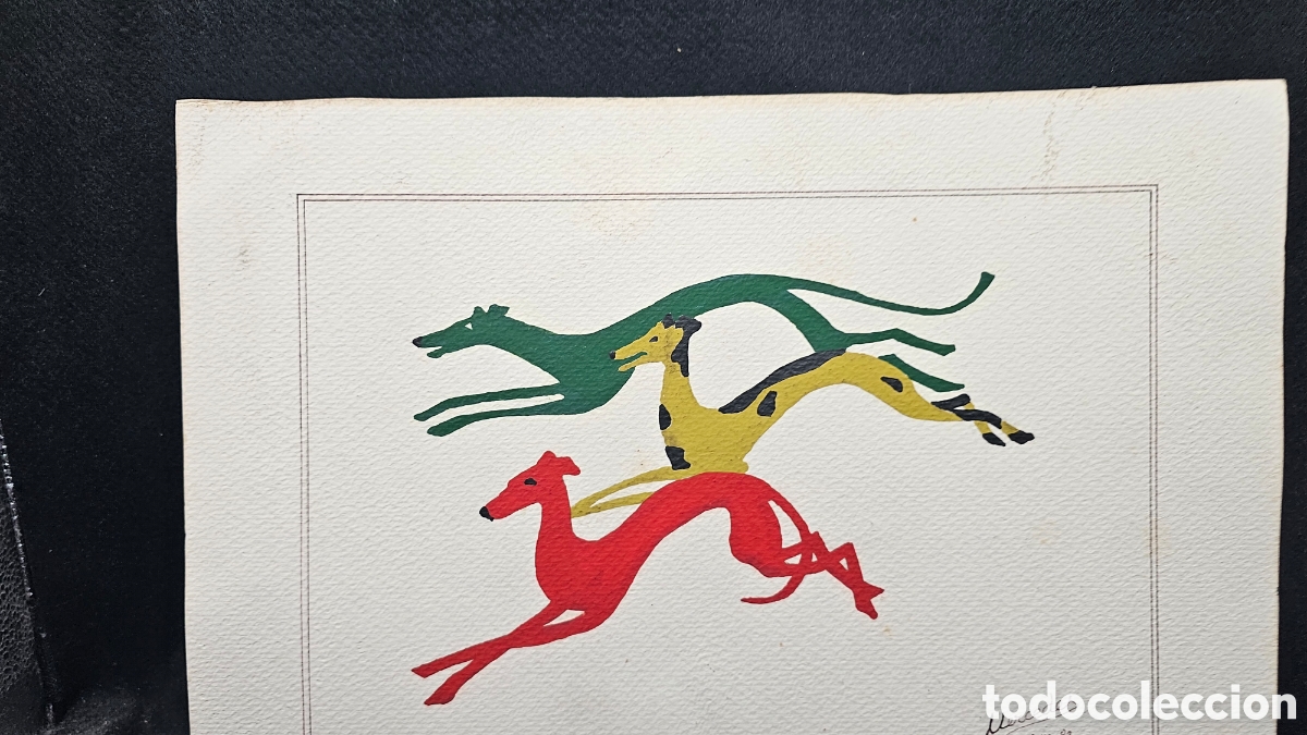 Otros objetos de arte: Pintura 3 galgos 1982 - Foto 3