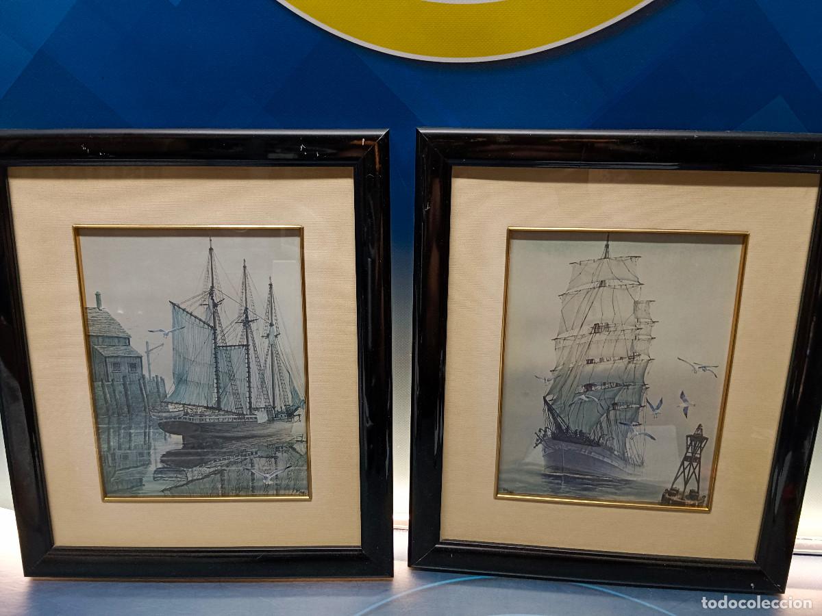 Otros objetos de arte: 2 l&aacute;minas reproducciones de ron brake,enmarcadas en marco de cristal y madera