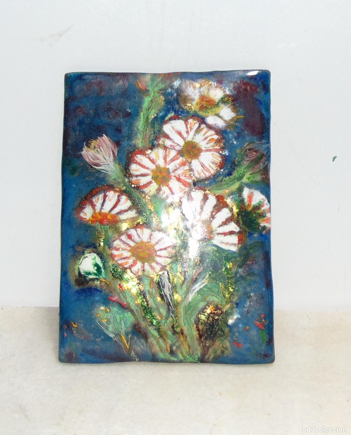Otros objetos de arte: PINTURA A MANO ESMALTADA SOBRE COBRE, A&Ntilde;OS 70-80, 14x10CM