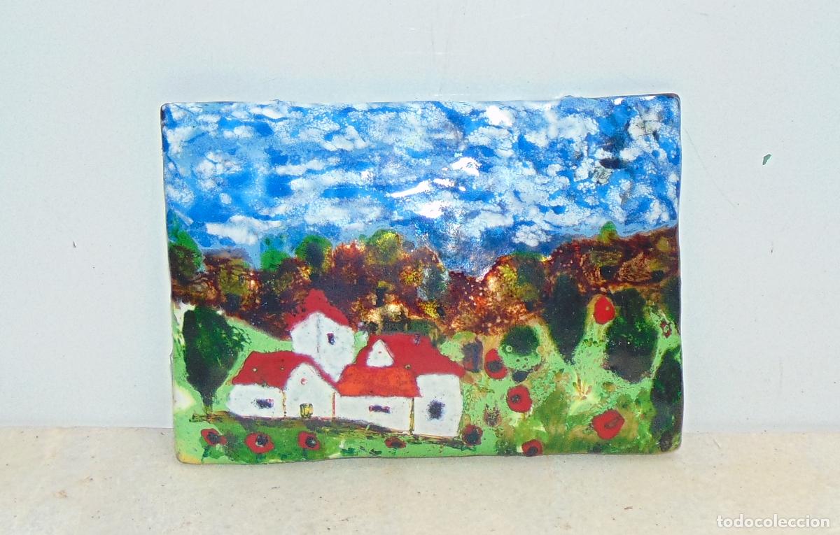 Otros objetos de arte: PINTURA A MANO ESMALTADA SOBRE COBRE, A&Ntilde;OS 70-80, 14x10CM