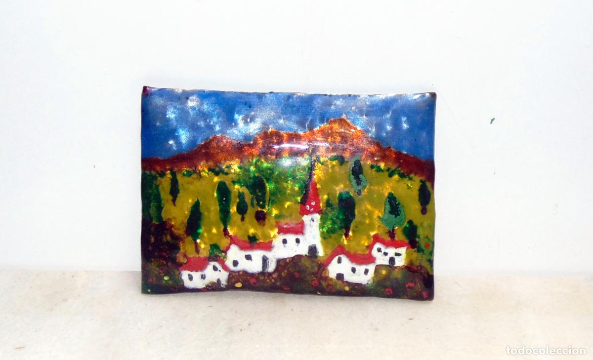 Otros objetos de arte: PINTURA A MANO ESMALTADA SOBRE COBRE, A&Ntilde;OS 70-80, 14x10CM