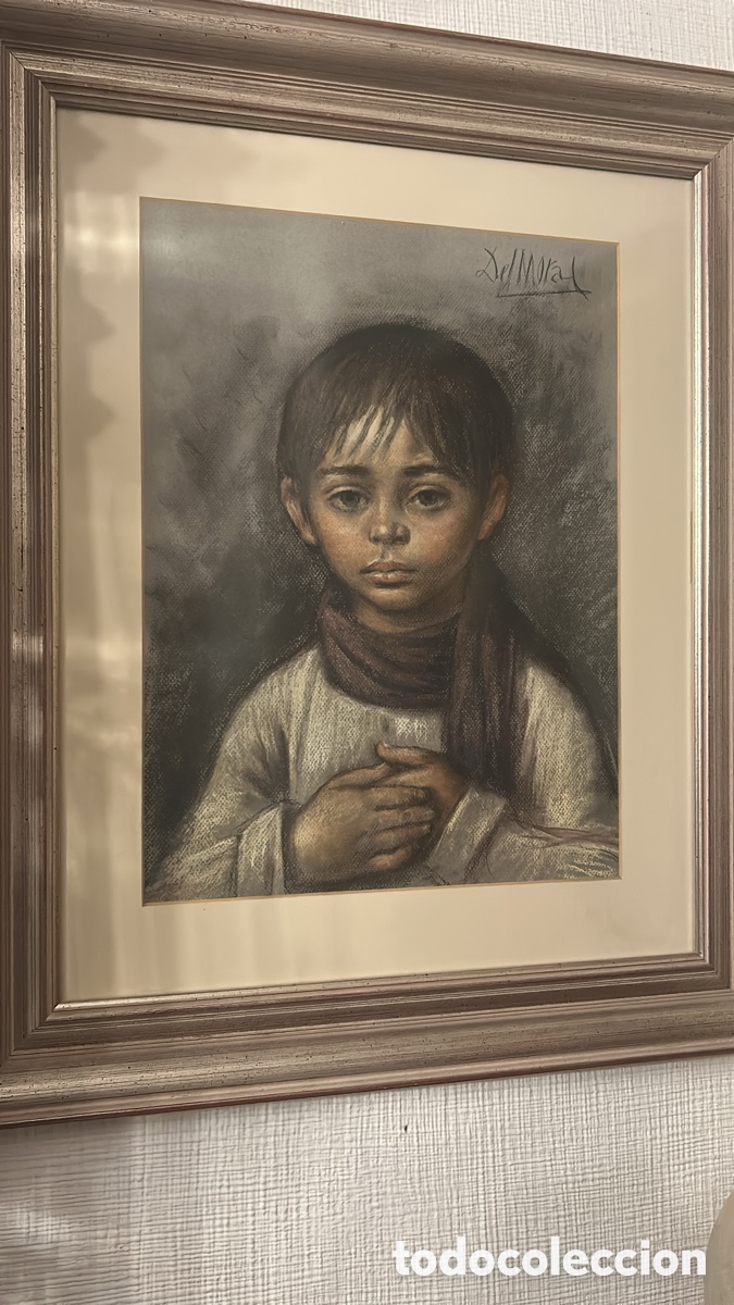 Otros objetos de arte: Miguel del Moral &ndash; Retrato infantil &ndash; Obra firmada y enmarcada