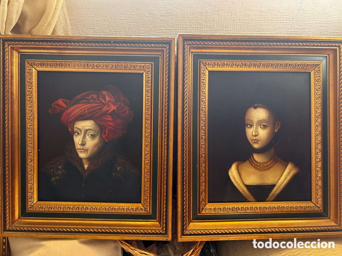 Otros objetos de arte: Pareja de retratos al &oacute;leo sobre cobre &ndash; Juan Manuel Ayala &ndash; Pintor cordob&eacute;s &ndash; Marcos dorados