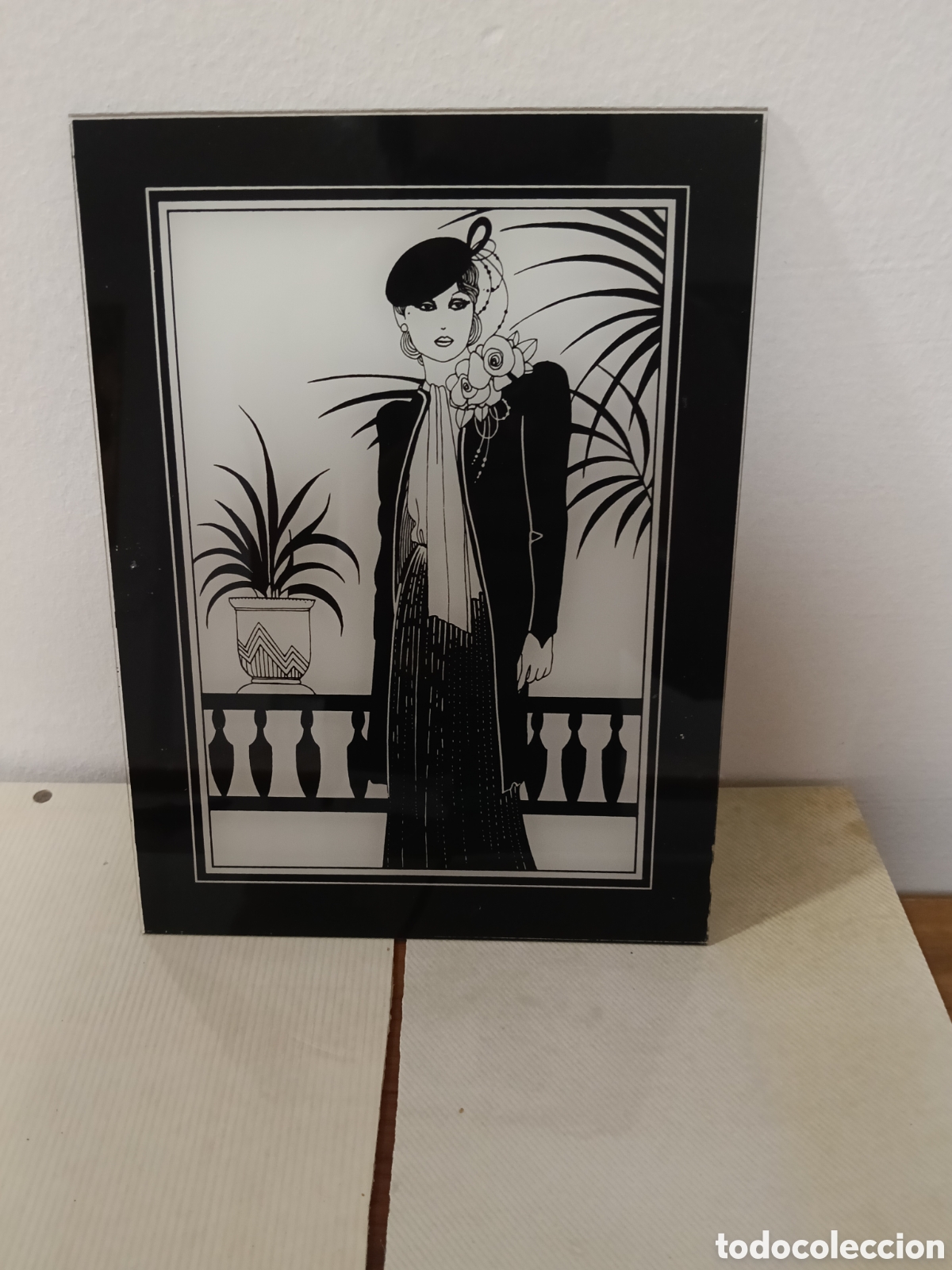 Otros objetos de arte: Cristal -dibujo- pintura dama
