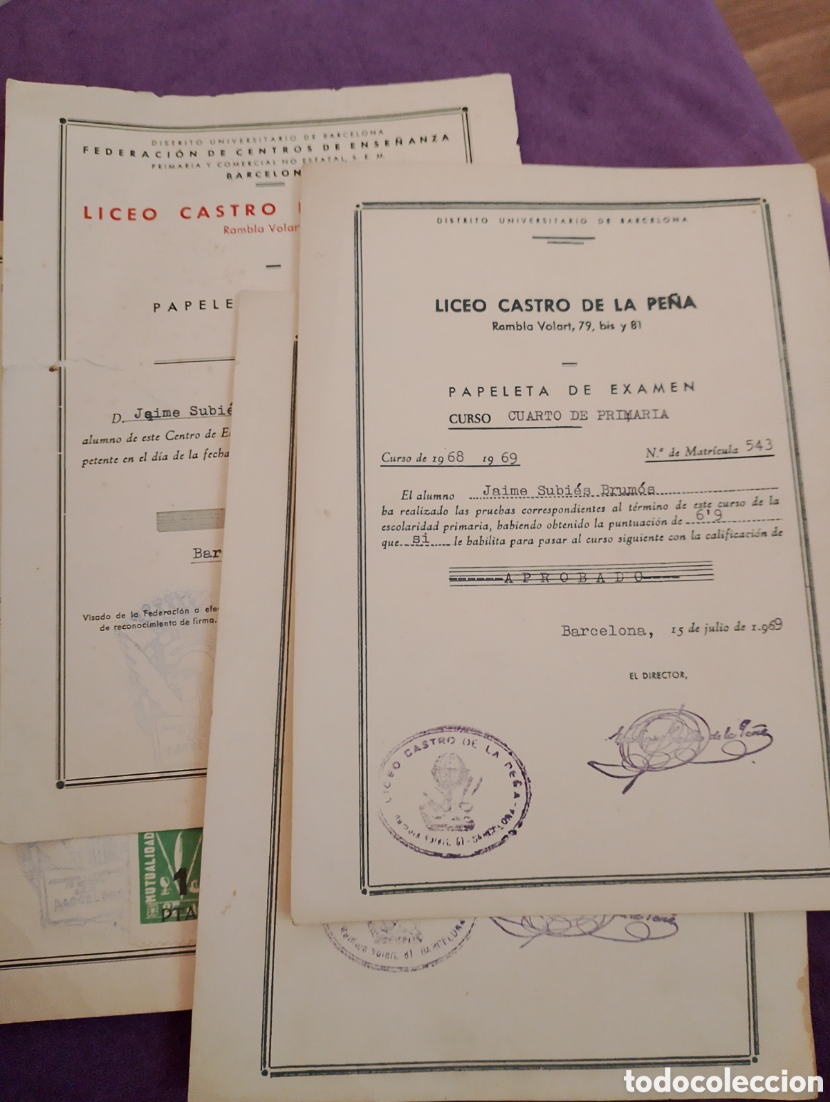 Otros objetos de arte: Papeleta de examen vintage