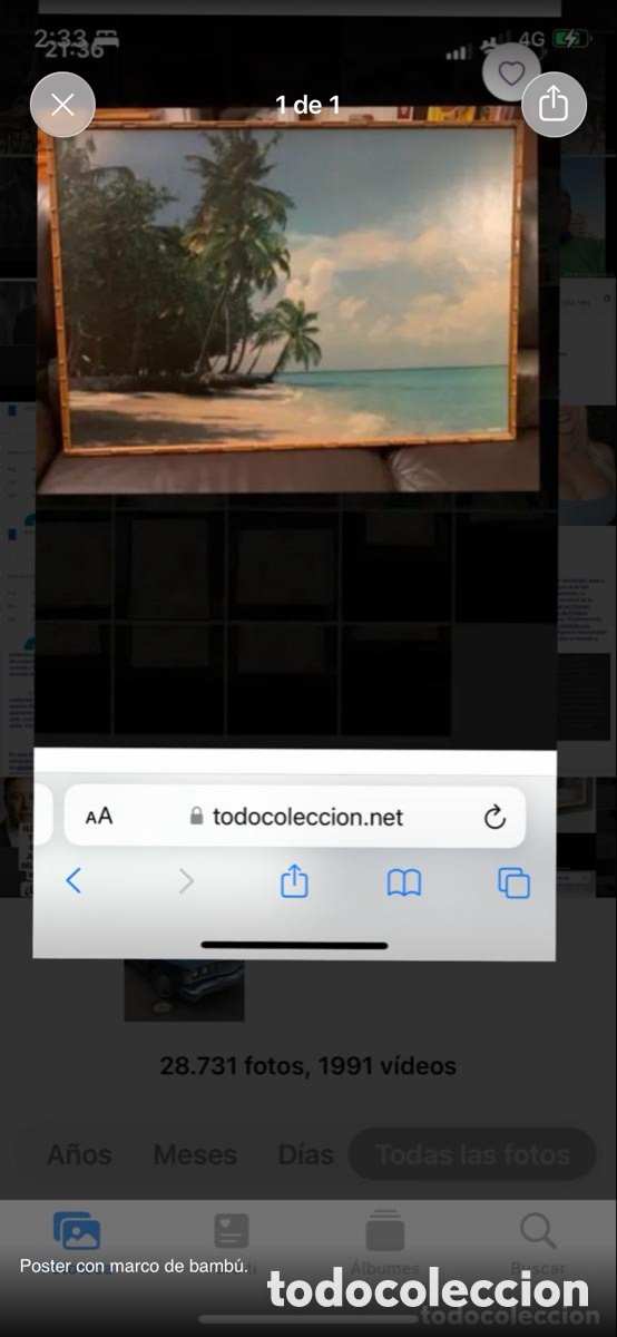 Otros objetos de arte: P&oacute;ster con marco de bamb&uacute; - Foto 1
