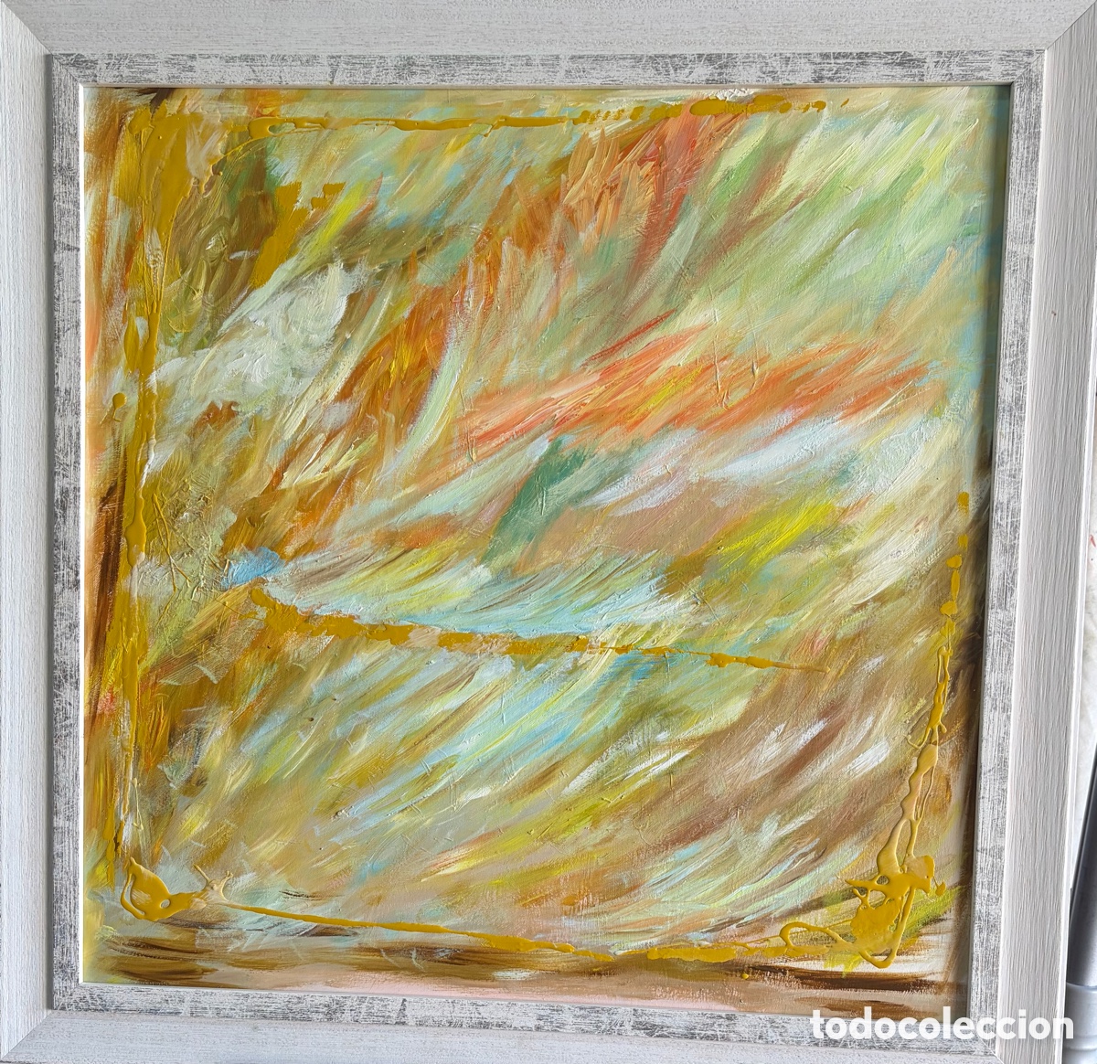 Otros objetos de arte: Pintura moderna, abstracta. Escuela Bellas Artes. An&oacute;nimo. Acr&oacute;lico s/ tablero. 70x70 cm. Con marco