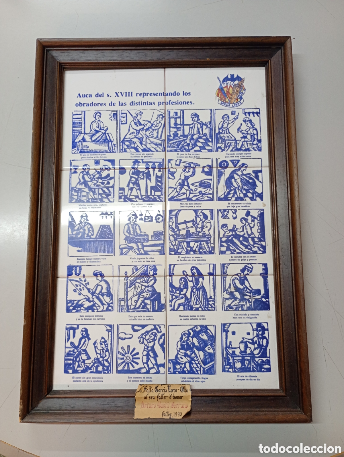 Otros objetos de arte: Auca del s. XVIII oficios sobre cer&aacute;mica