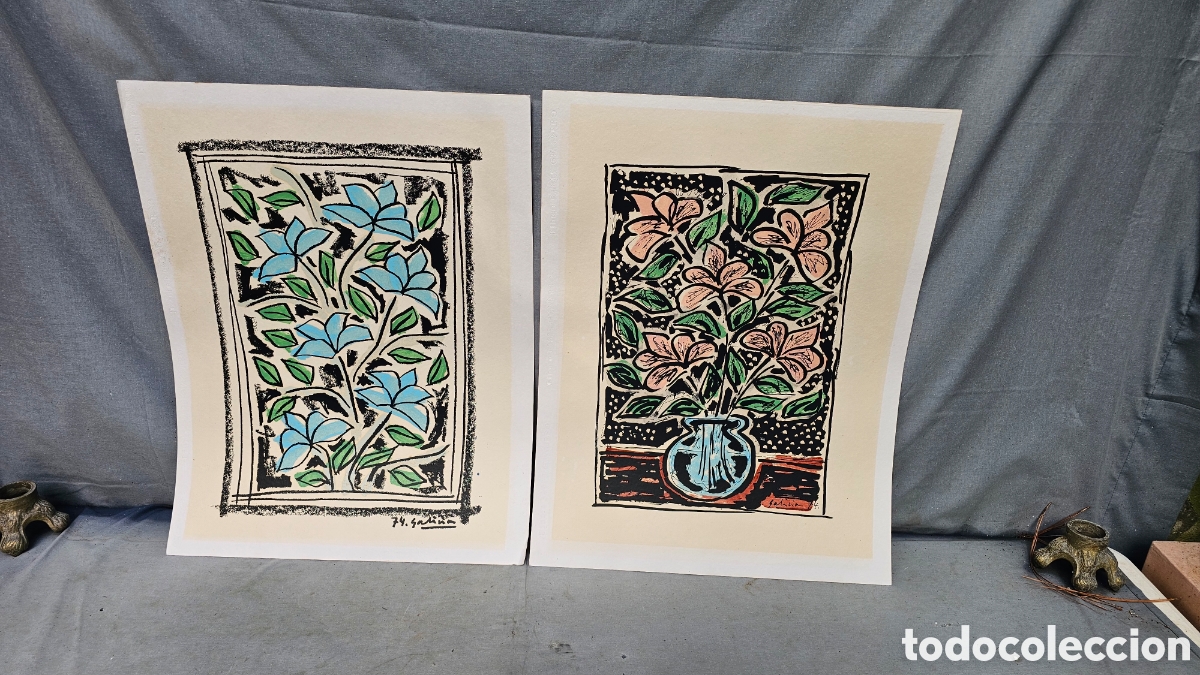 Otros objetos de arte: 2 pinturas del famoso JOSE LUIS GALICIA ( amigo de Pablo Picasso) 1974