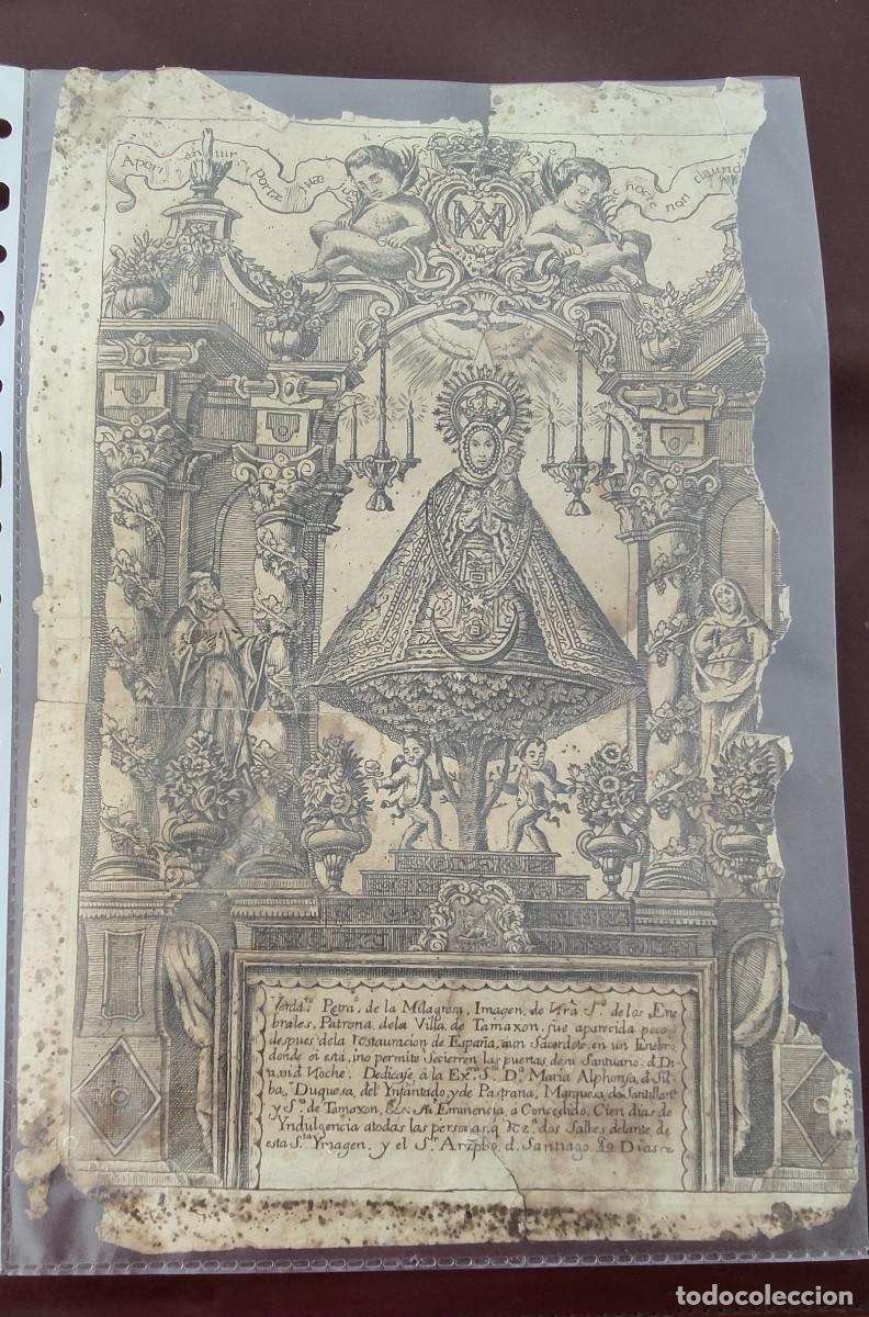 Art: Grabado siglo XVII Petra de la Milagrosa, Patrona villa de Tamaxon( Guadalajara)
