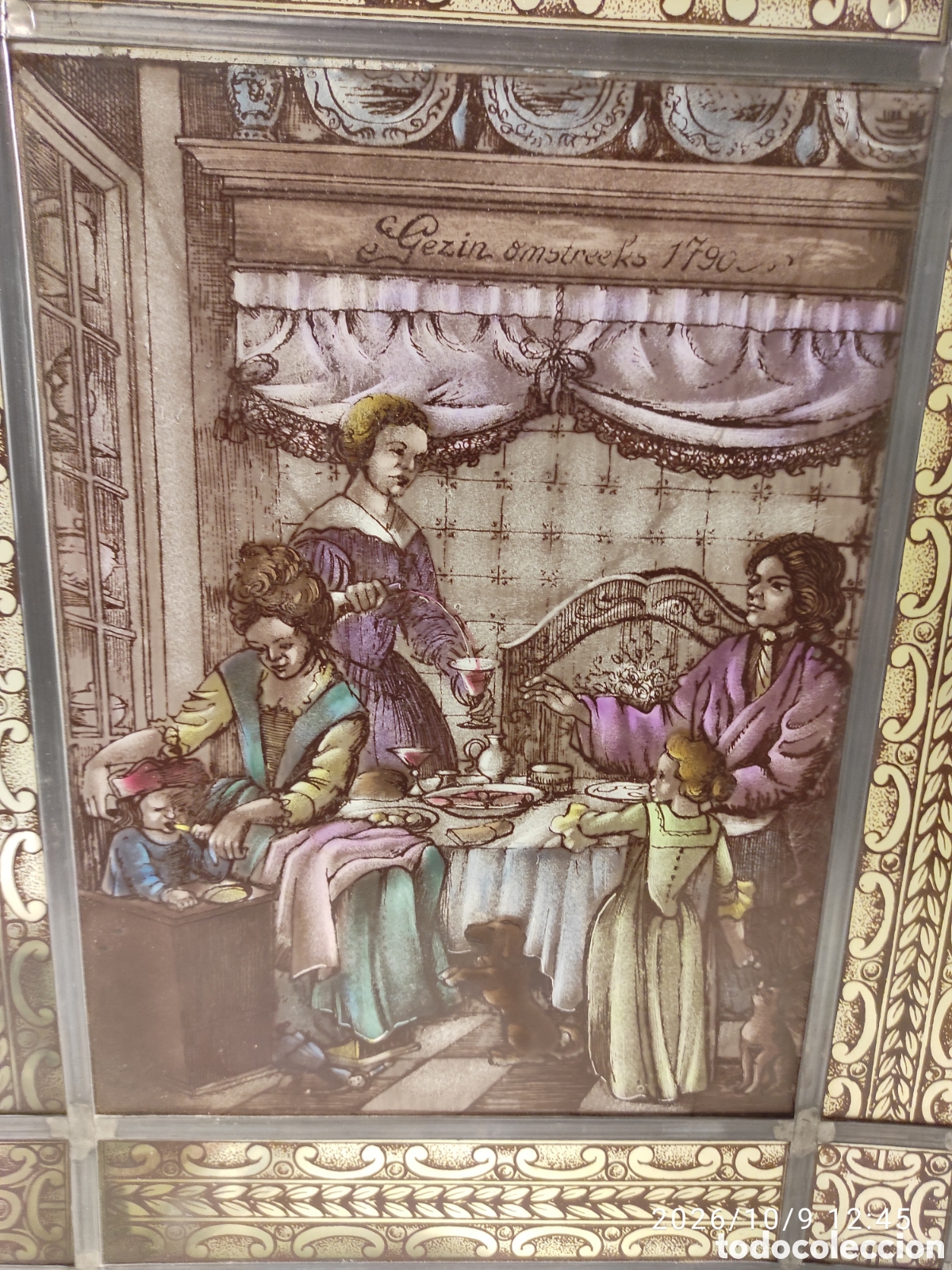 Otros objetos de arte: Vidriera cristal antiguo escena - Foto 4