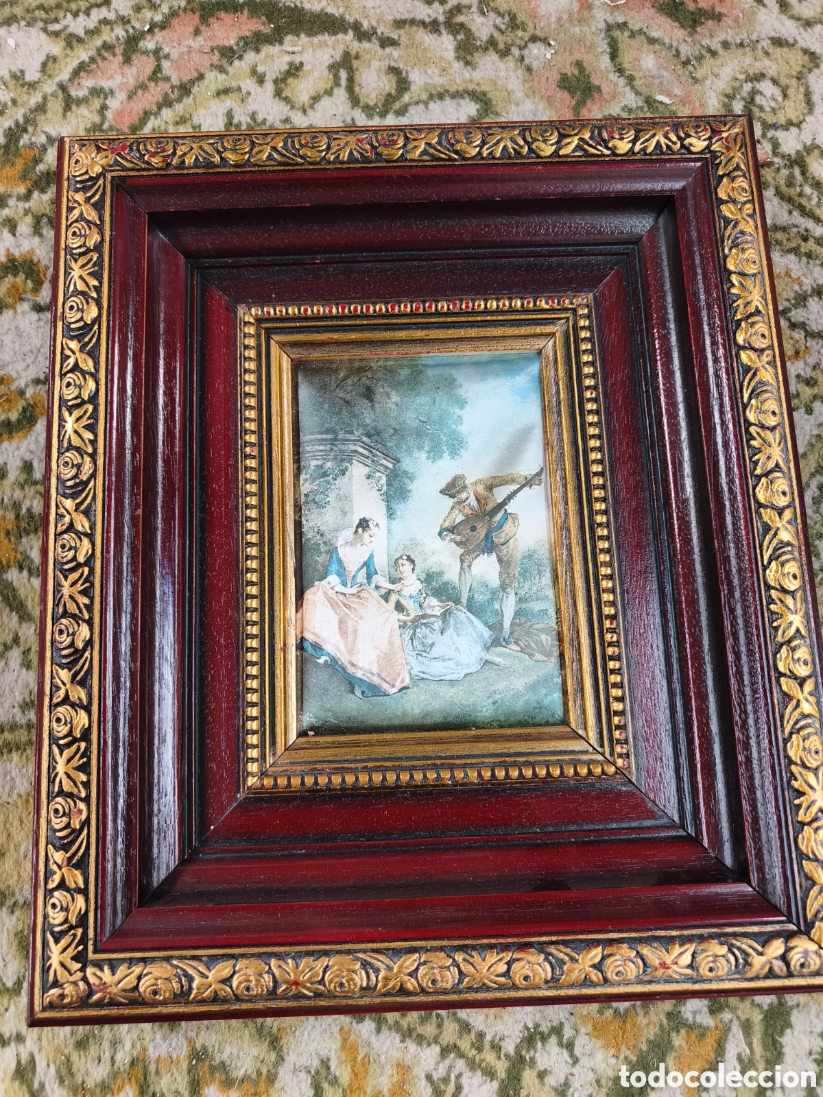 Otros objetos de arte: Cuadro Vintage Estilo Rococ&oacute; &rdquo;La Lecci&oacute;n de M&uacute;sica&rdquo; &ndash; Elegante Marco de Madera
