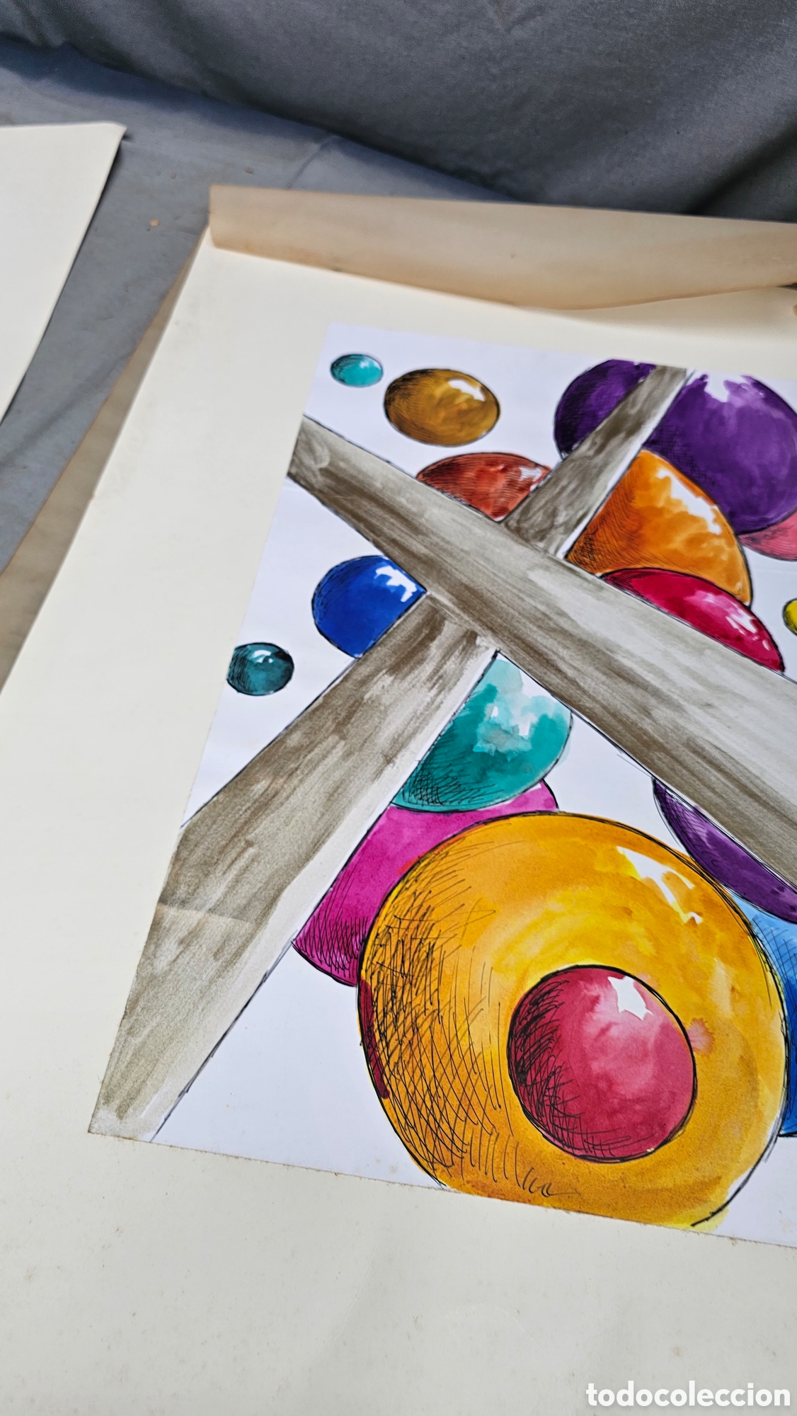 Otros objetos de arte: Dibujos abstractos con t&eacute;cnicas mixtas...... - Foto 3